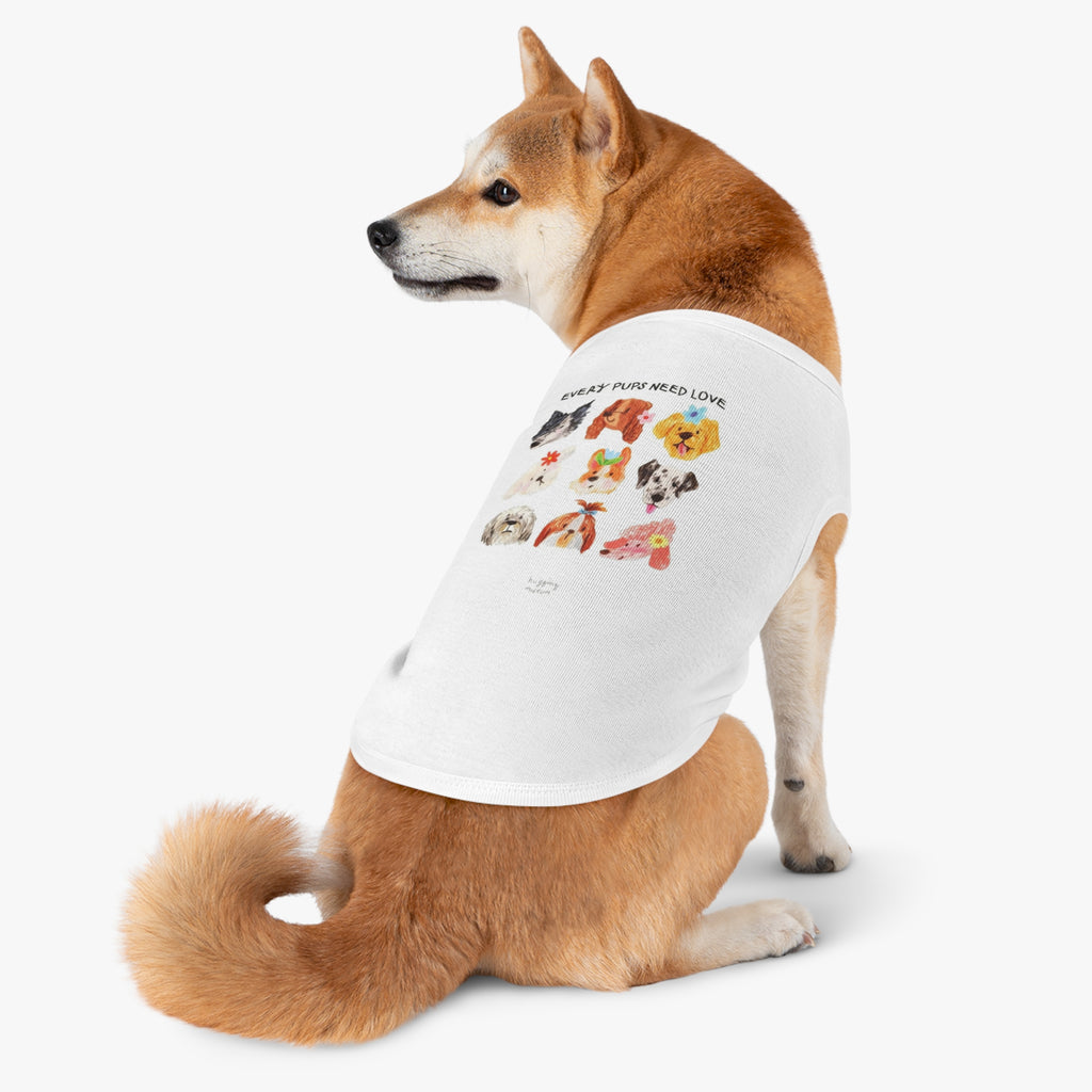 Pet Tank Top — "Every Pups Need Love" Cute Puppy Faces Dog Tank