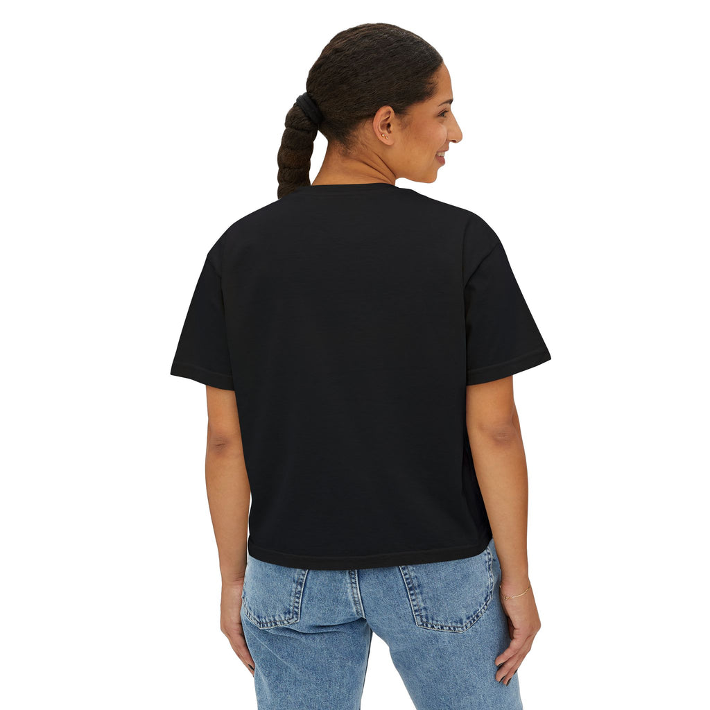 Don't Worry, Eat Cake Women's Boxy Tee — Cute Dessert Graphic T-Shirt
