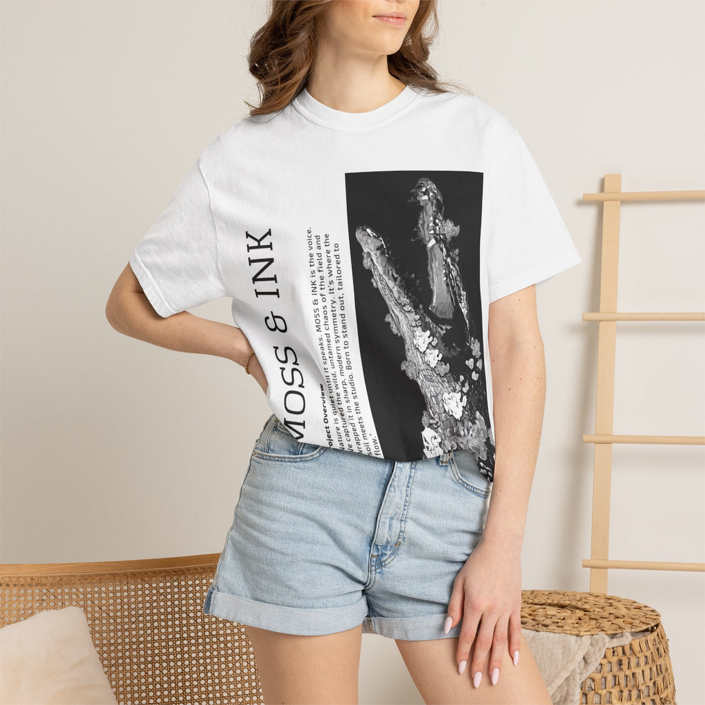 Moss & Ink Floral Croc Graphic T-shirt | Botanical Crocodile Illustration