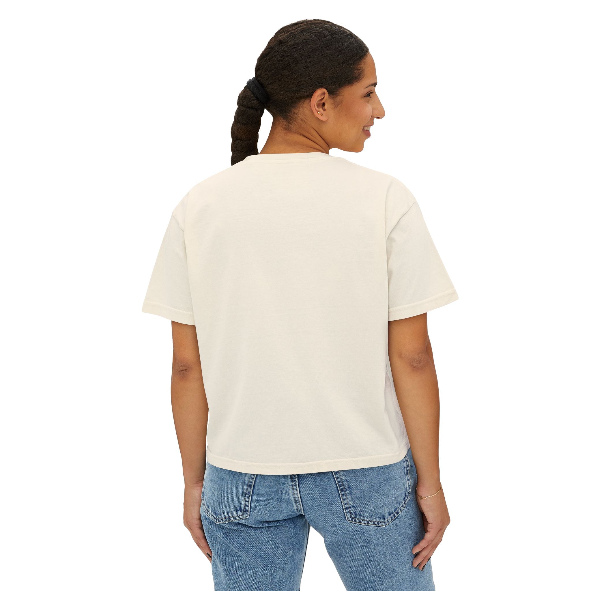Don't Worry, Eat Cake Women's Boxy Tee — Cute Dessert Graphic T-Shirt