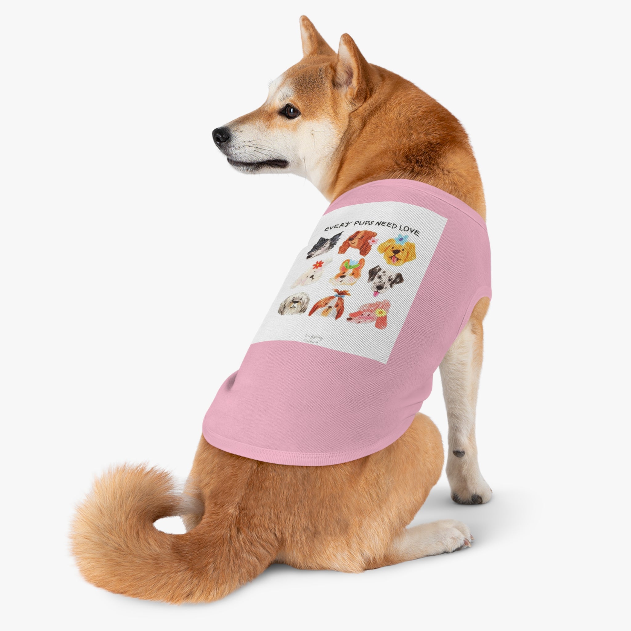 Pet Tank Top — "Every Pups Need Love" Cute Puppy Faces Dog Tank