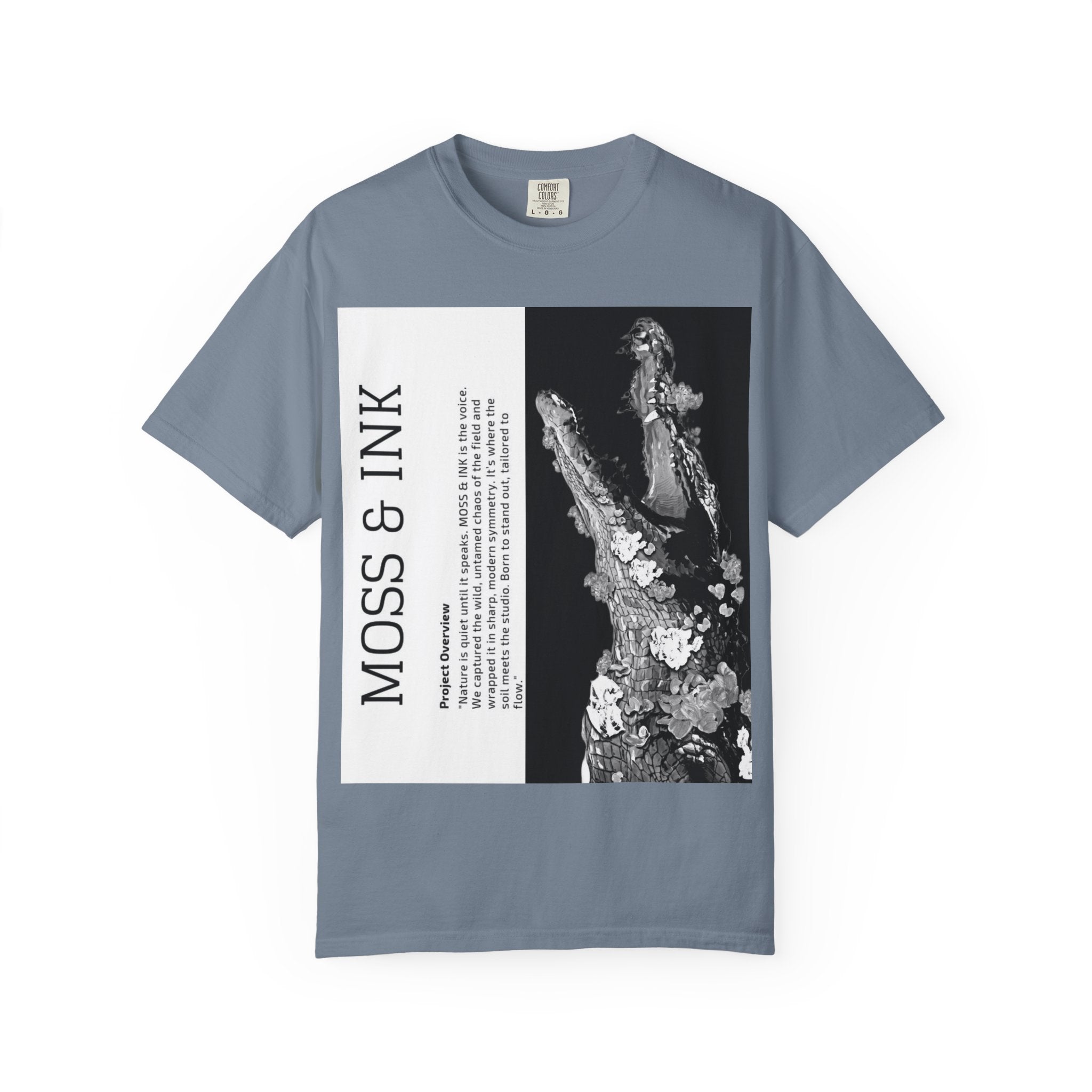 Moss & Ink Floral Croc Graphic T-shirt | Botanical Crocodile Illustration