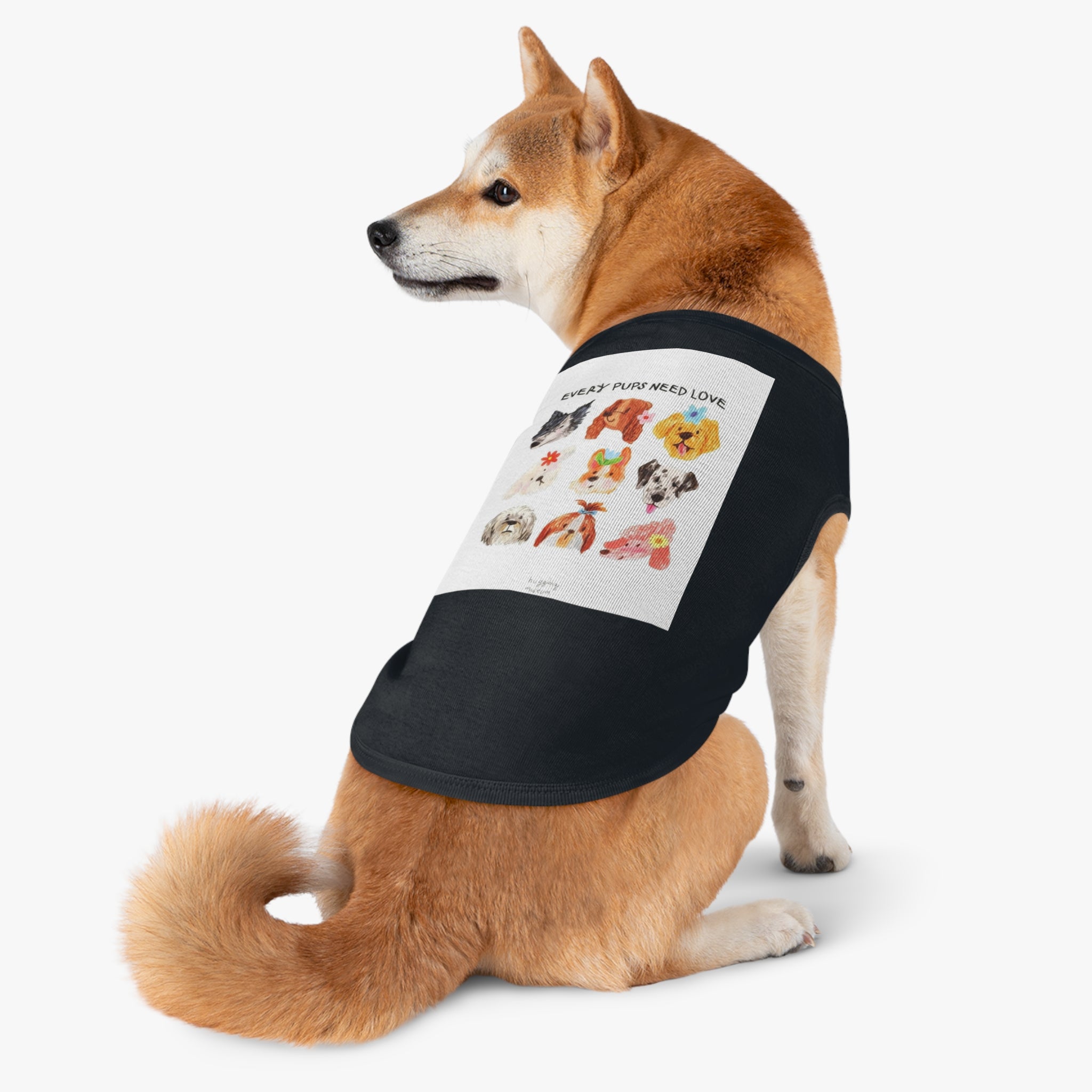Pet Tank Top — "Every Pups Need Love" Cute Puppy Faces Dog Tank