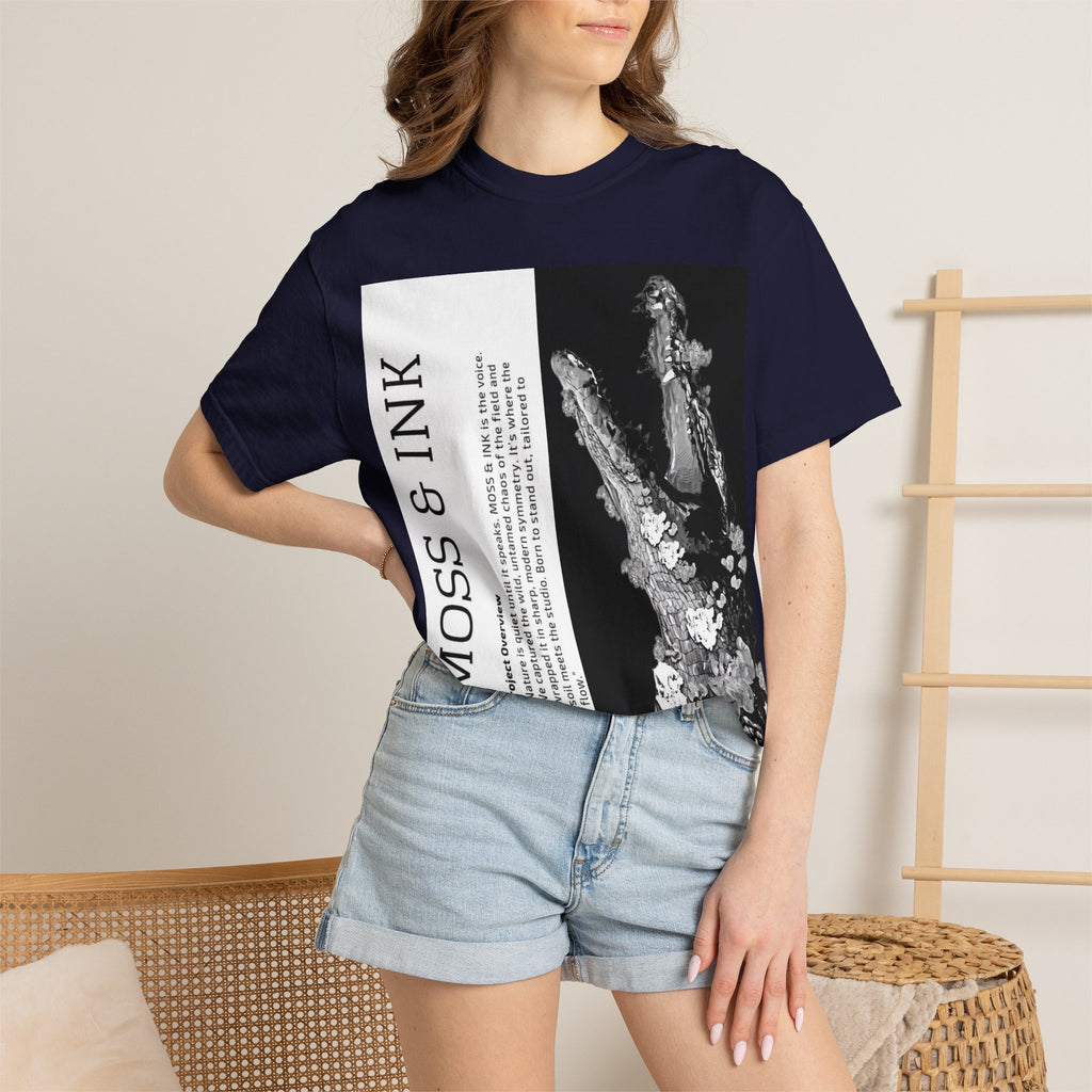 Moss & Ink Floral Croc Graphic T-shirt | Botanical Crocodile Illustration