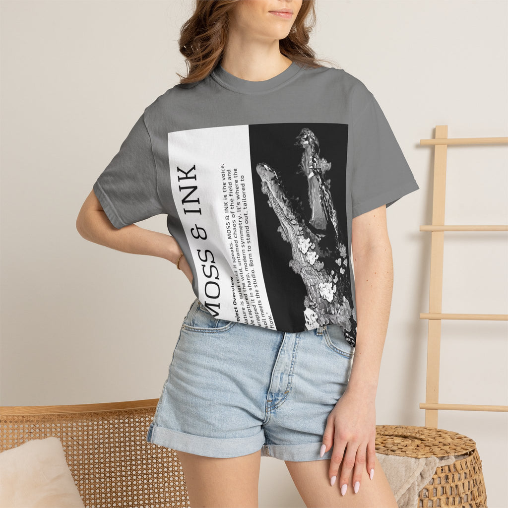 Moss & Ink Floral Croc Graphic T-shirt | Botanical Crocodile Illustration