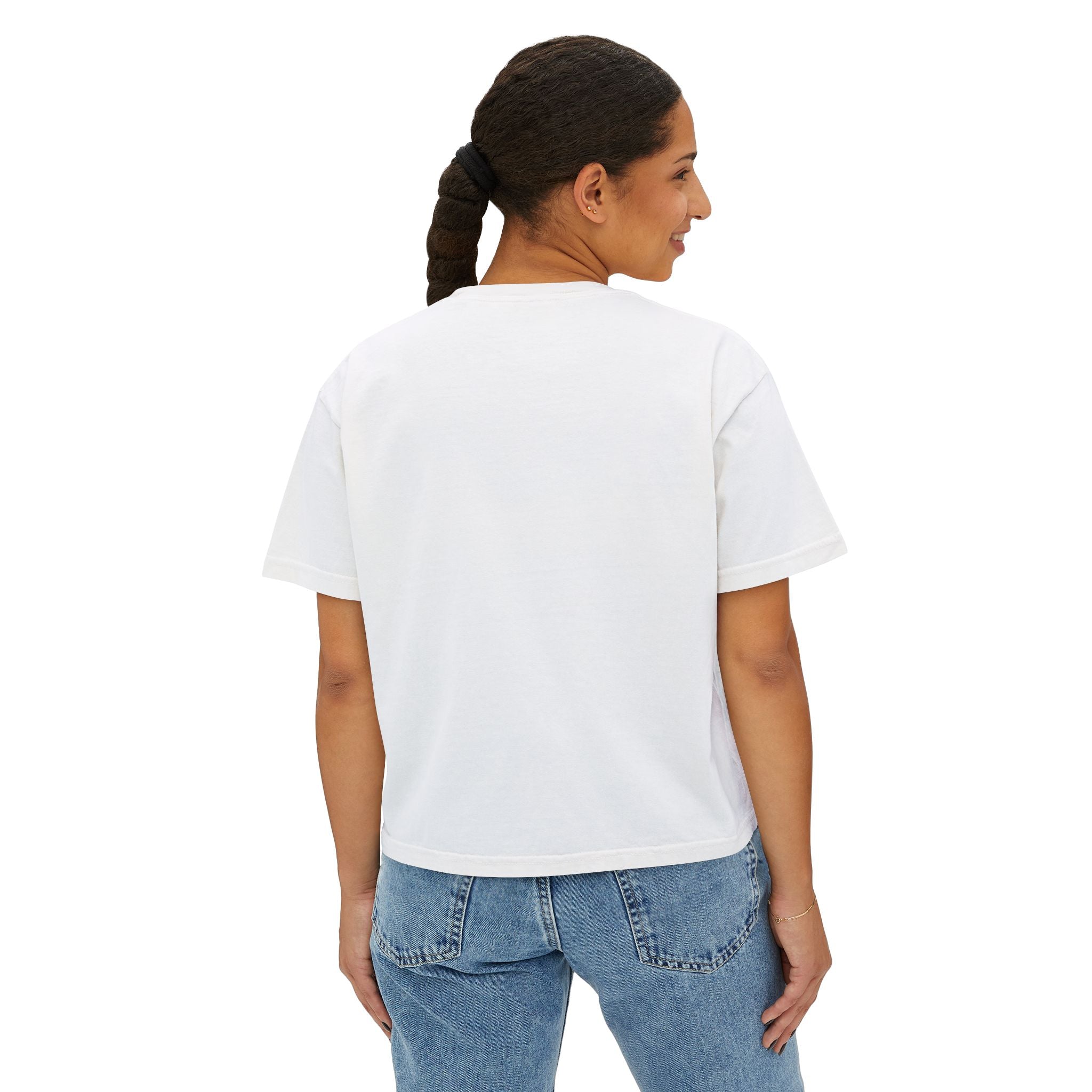 Don't Worry, Eat Cake Women's Boxy Tee — Cute Dessert Graphic T-Shirt