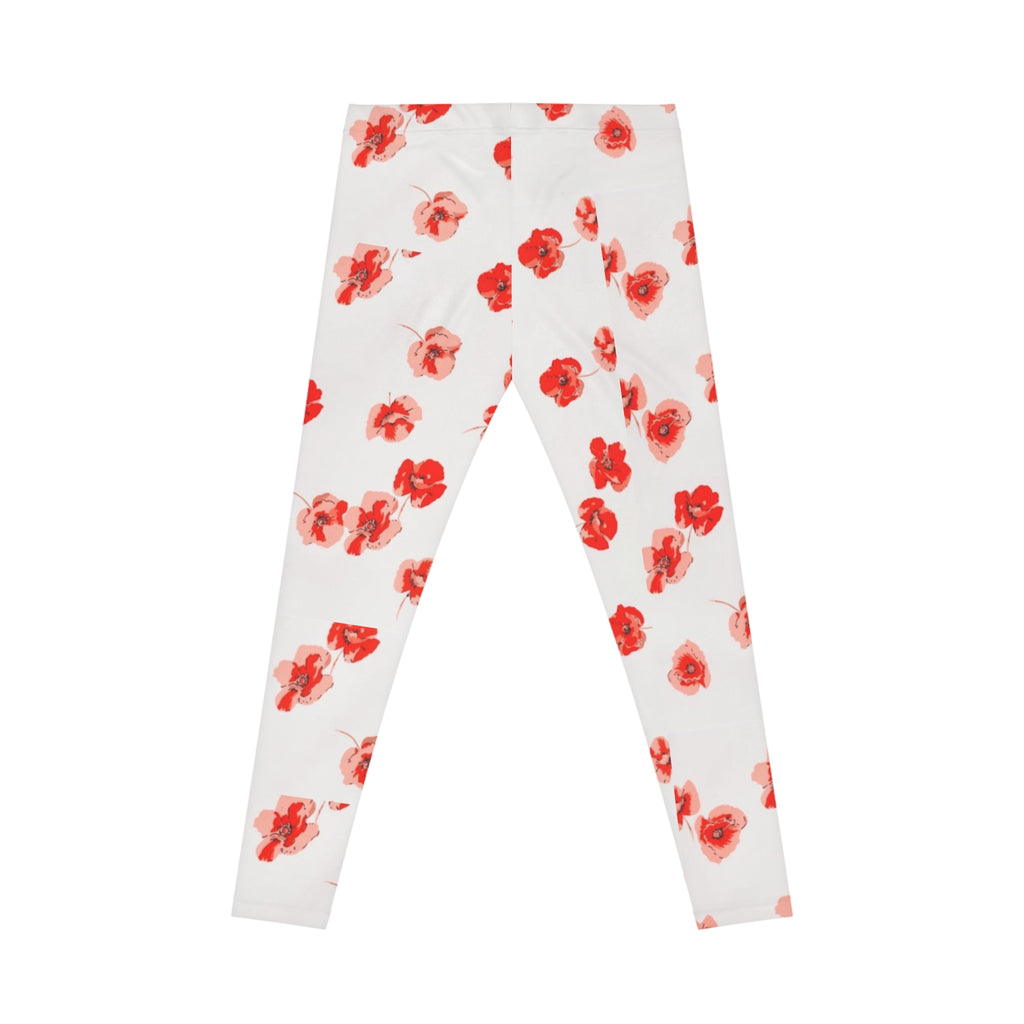 Red Watercolor Poppy Pattern Leggings | Floral All-Over Print
