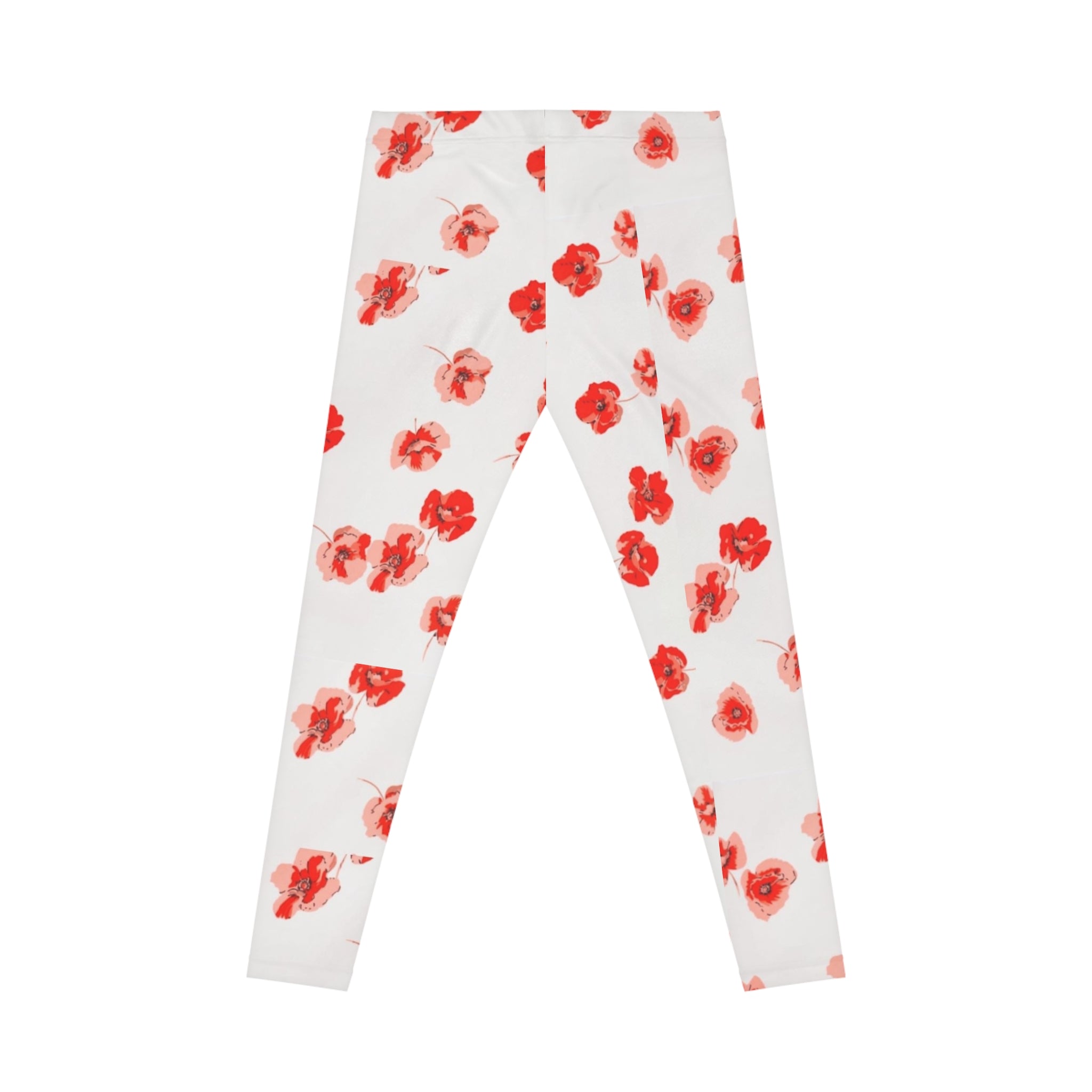 Red Watercolor Poppy Pattern Leggings | Floral All-Over Print