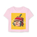 Cartoon Sad Face with Cap Baby Tee | Cute Character Crop Top
