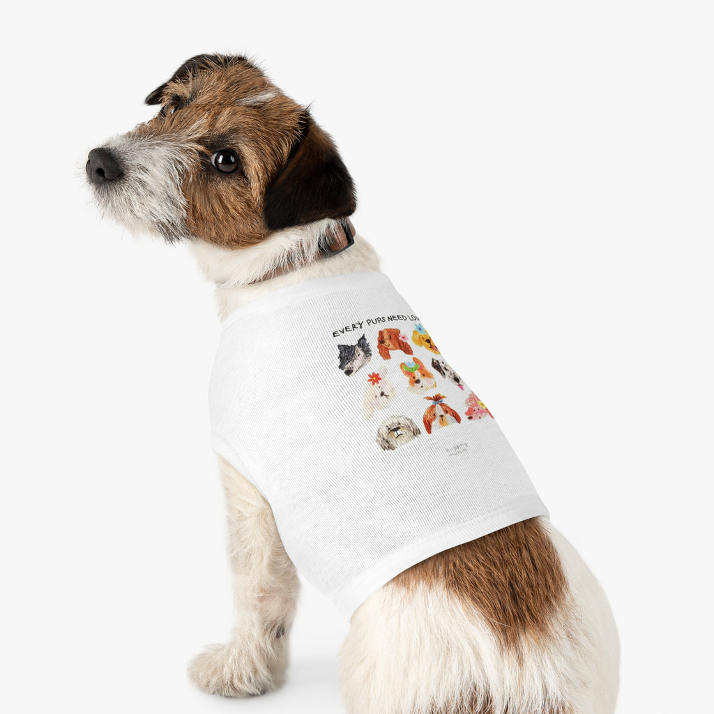 Pet Tank Top — "Every Pups Need Love" Cute Puppy Faces Dog Tank