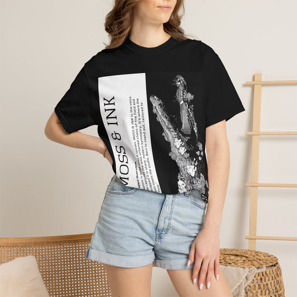 Moss & Ink Floral Croc Graphic T-shirt | Botanical Crocodile Illustration