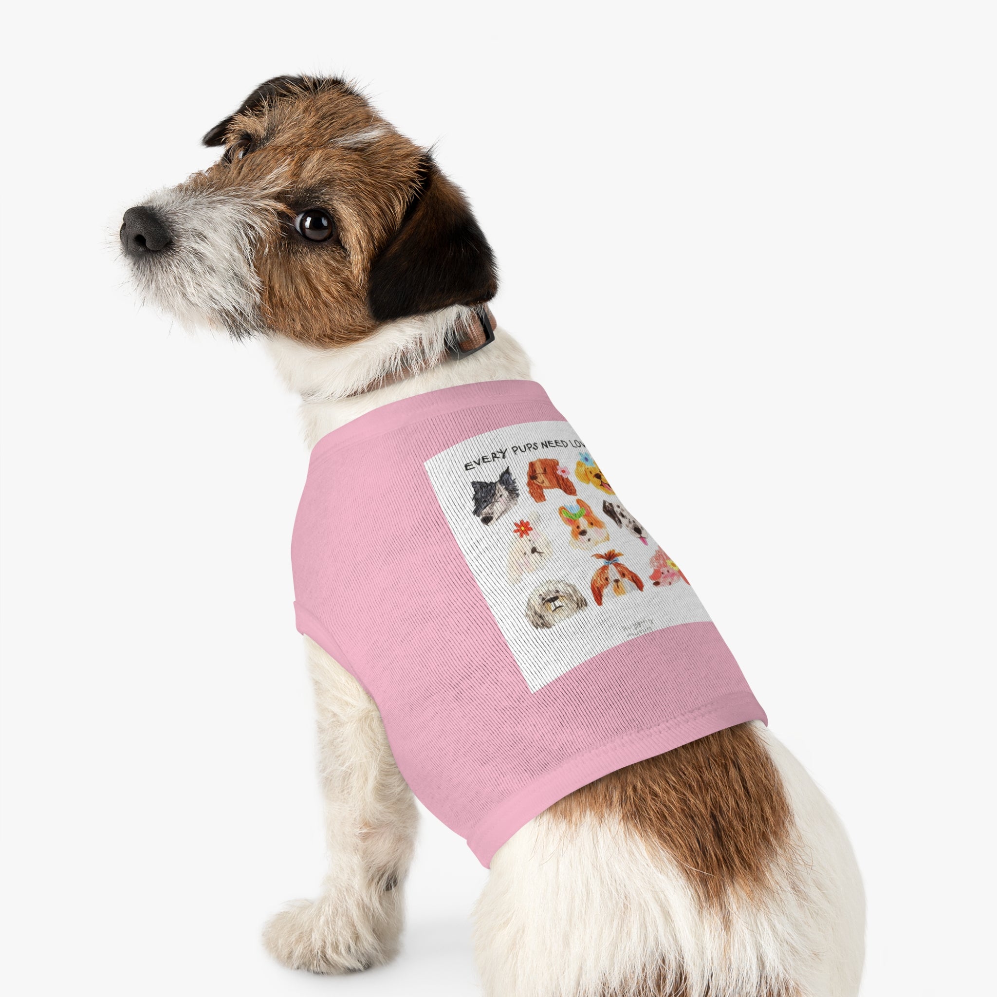 Pet Tank Top — "Every Pups Need Love" Cute Puppy Faces Dog Tank