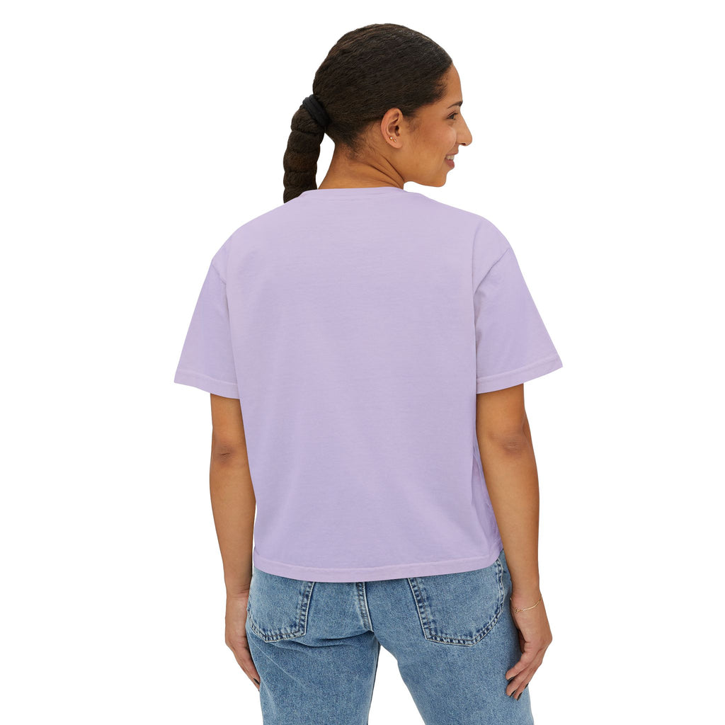 Don't Worry, Eat Cake Women's Boxy Tee — Cute Dessert Graphic T-Shirt