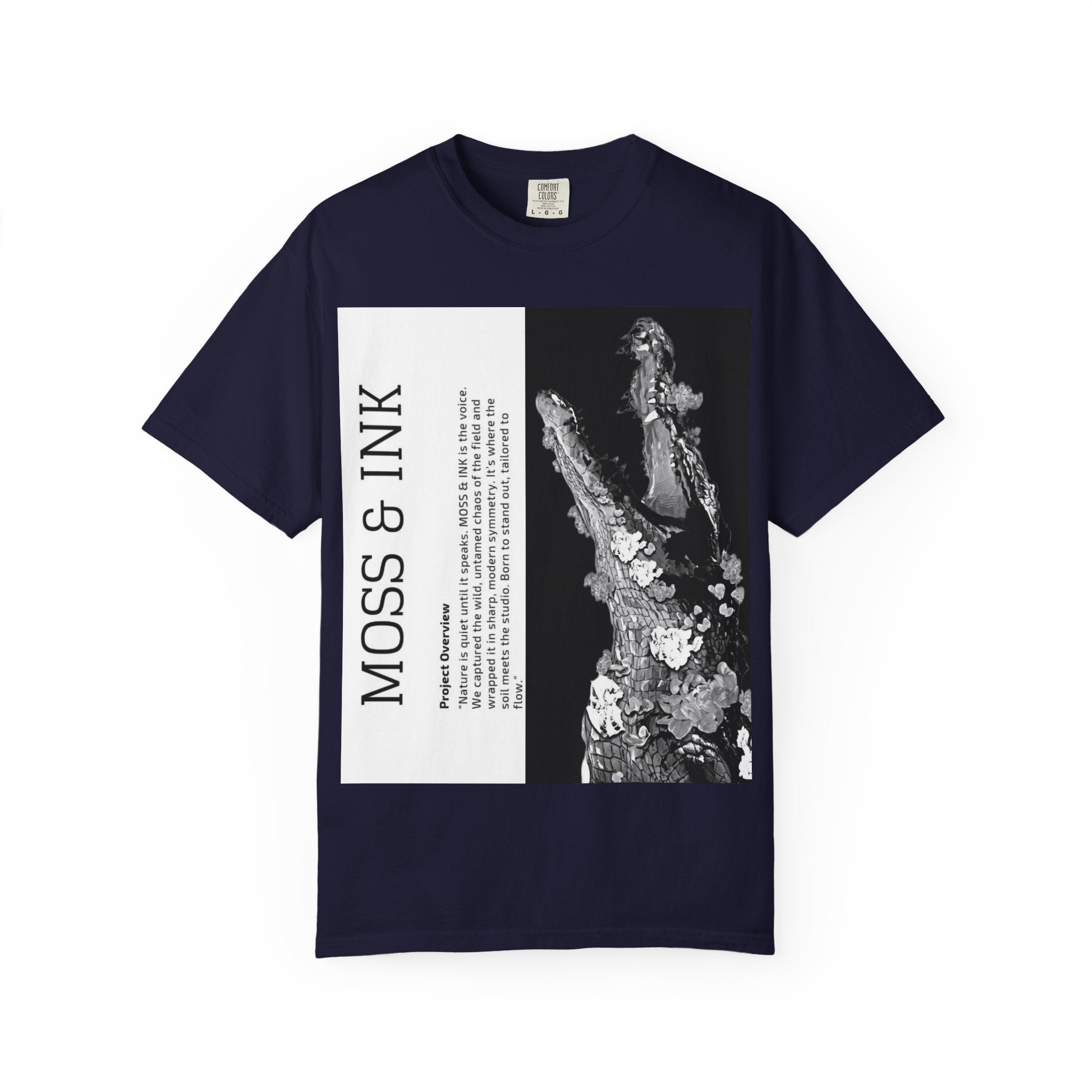 Moss & Ink Floral Croc Graphic T-shirt | Botanical Crocodile Illustration
