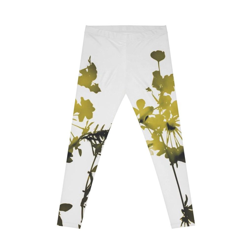 Yellow Floral Silhouette Leggings | Floral Leggings