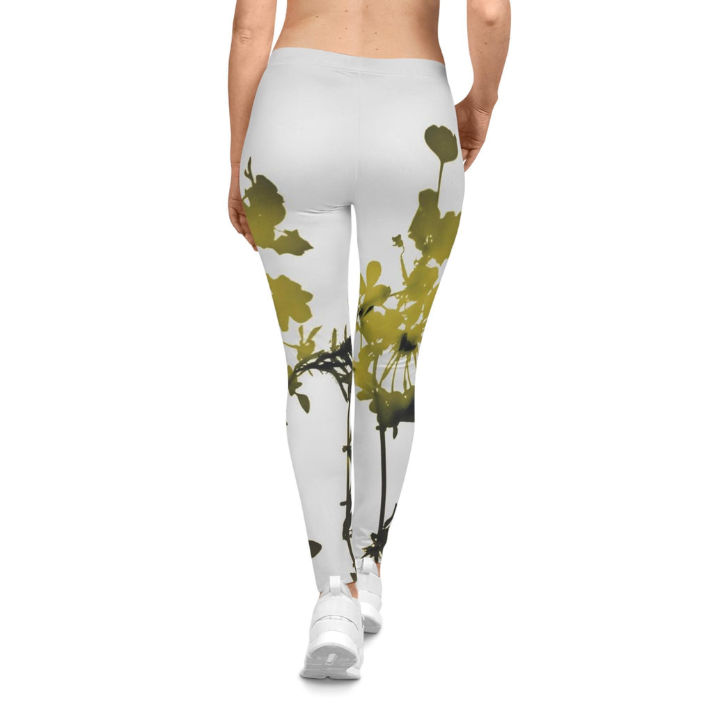Yellow Floral Silhouette Leggings | Floral Leggings