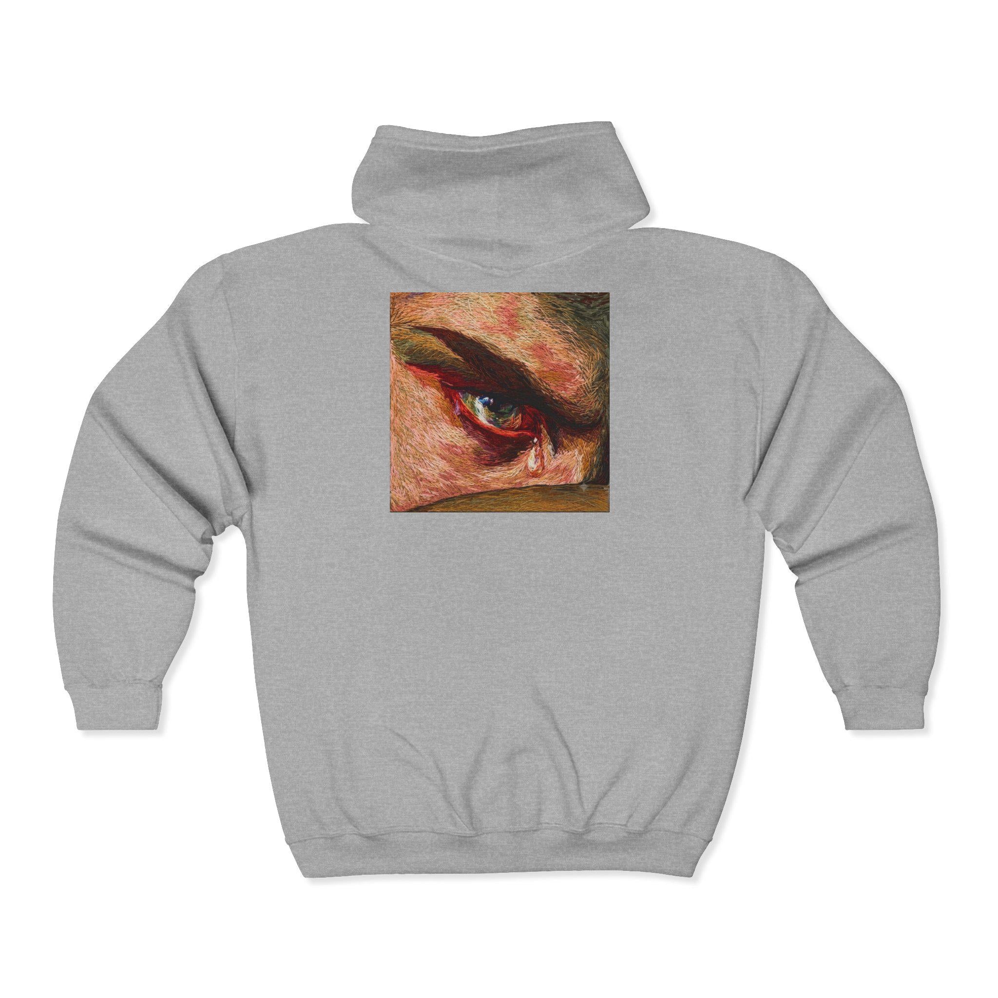 Close-Up Painted Eye Hoodie | Full Zip Hooded Sweatshirt