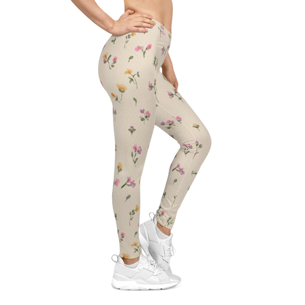 Vintage Wildflower Pattern Leggings | Floral All-Over Print