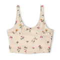 Watercolor Wildflowers Sports Bra | Floral Crop Top, Beige Blossom Print