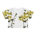 Yellow Wildflower Crop Tee | Floral Botanical Print, All-Over Pattern