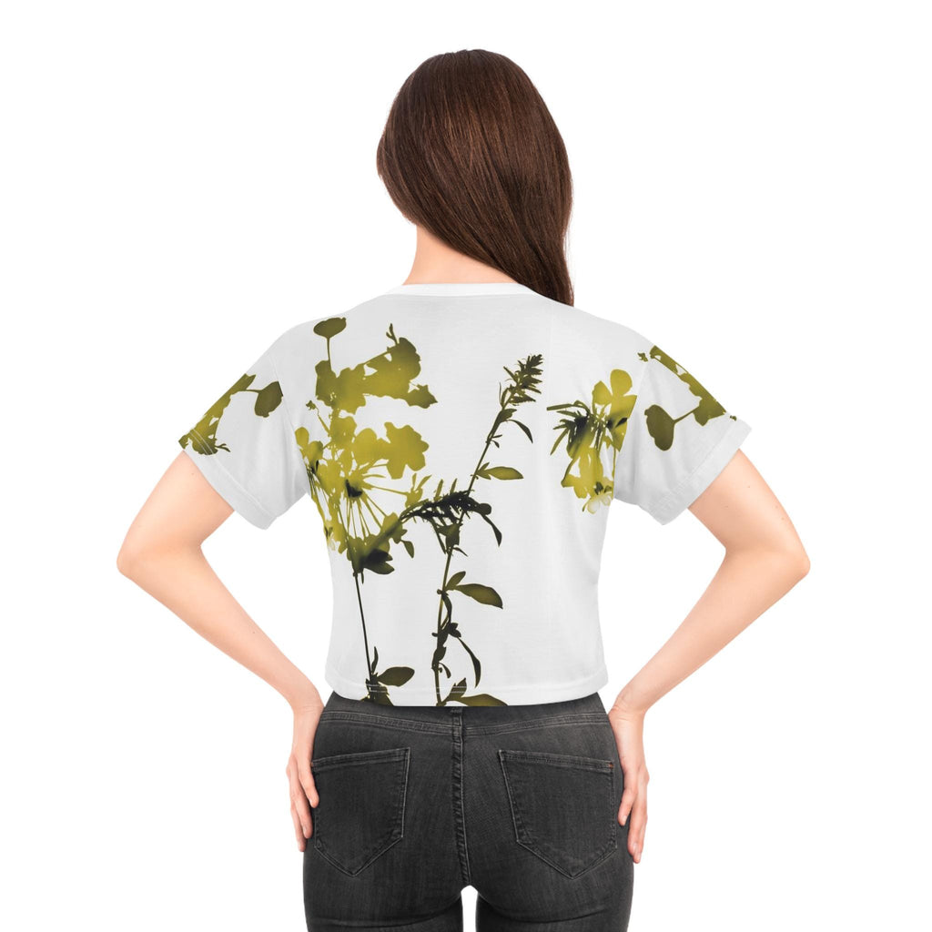 Yellow Wildflower Crop Tee | Floral Botanical Print, All-Over Pattern