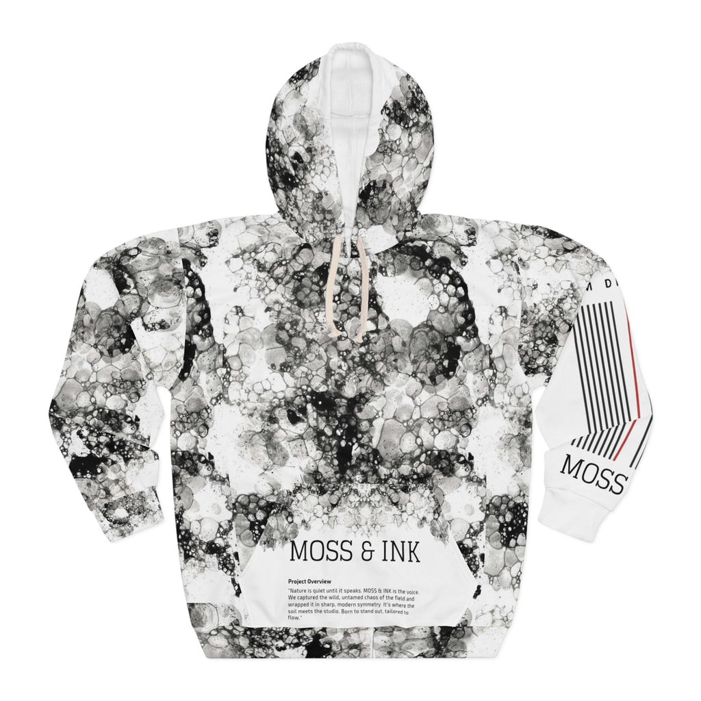 Moss & Ink Bubble Ink Pattern Hoodie | Black White Abstract Pullover