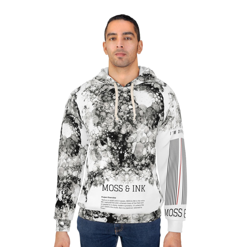 Moss & Ink Bubble Ink Pattern Hoodie | Black White Abstract Pullover