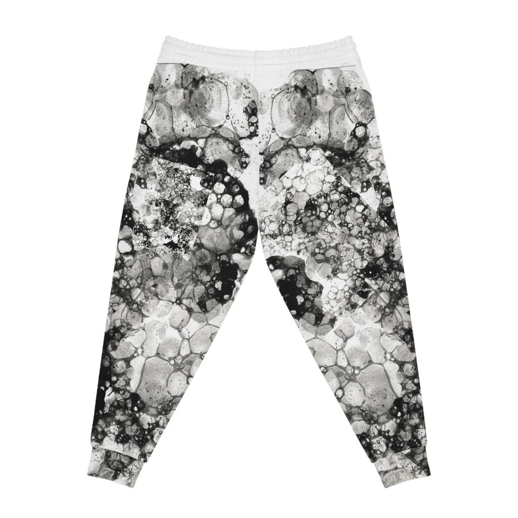 Monochrome Bubble Ink Pattern Joggers | Abstract Black White Athletic Pants