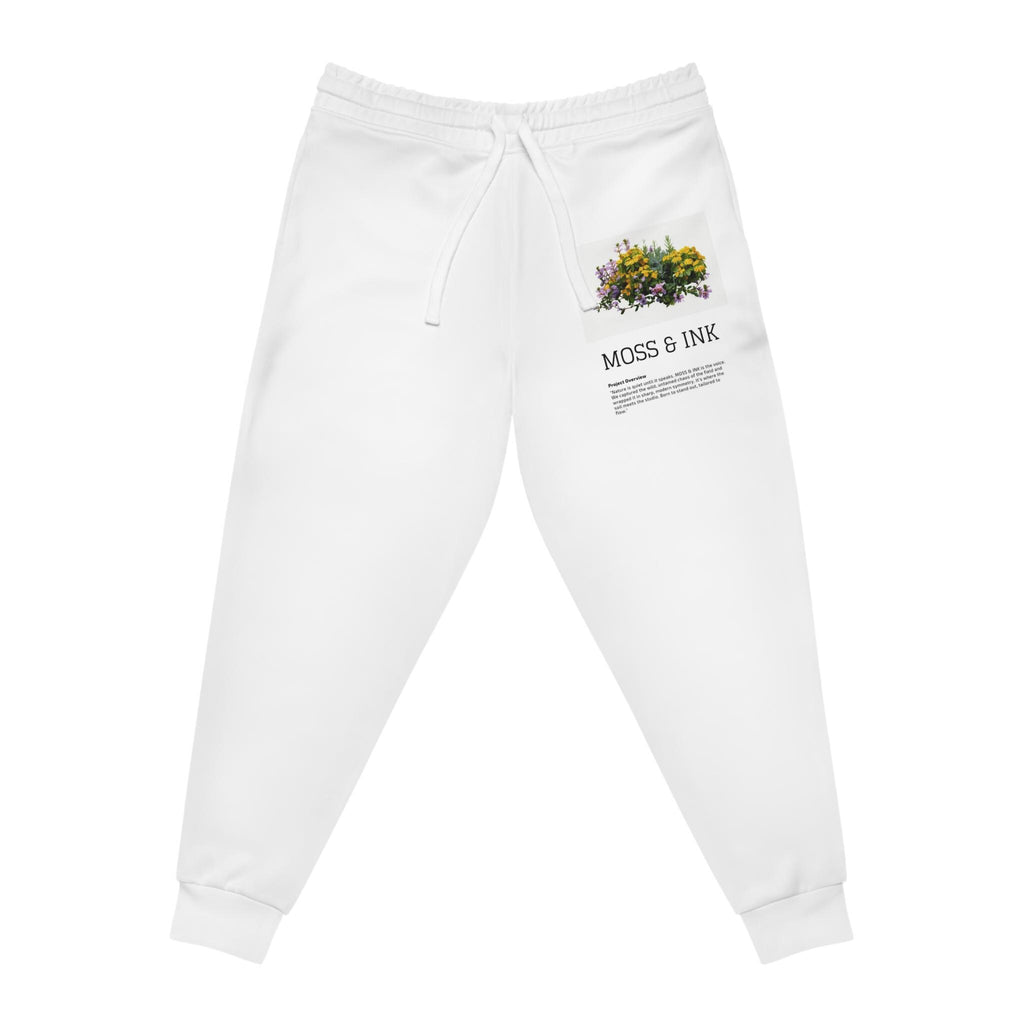 Moss & Ink floral collage Athletic Joggers | botanical text graphic