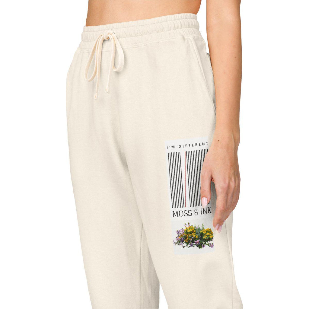 Floral Window Pane Sweatpants | Cream Fleece Joggers