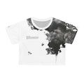 Monochrome Smoke Cloud Crop Tee | Ink Illustration,Nature Graphic Top, Dark, Aesthetic Vintage, Streetwear Trousers
