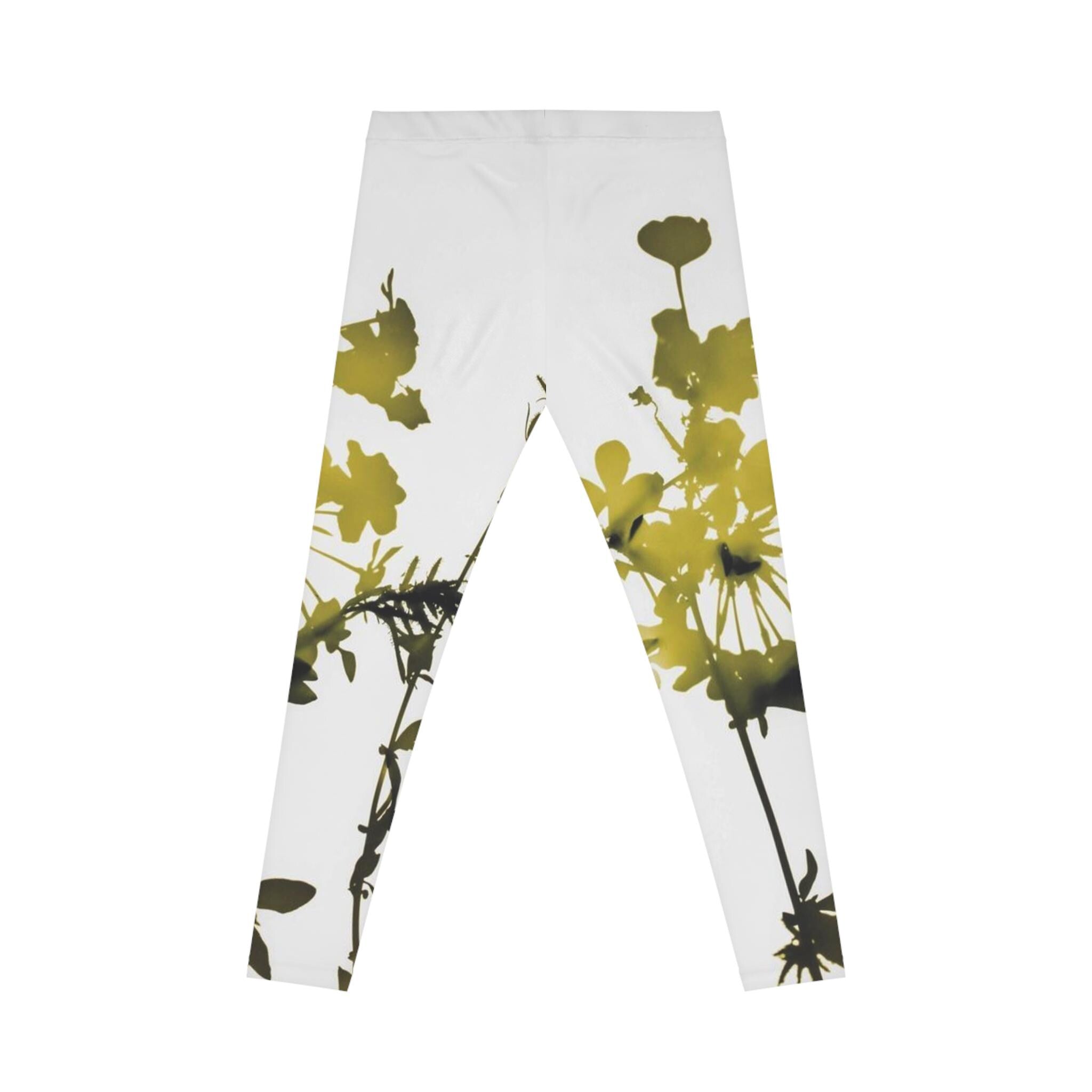 Yellow Floral Silhouette Leggings | Floral Leggings
