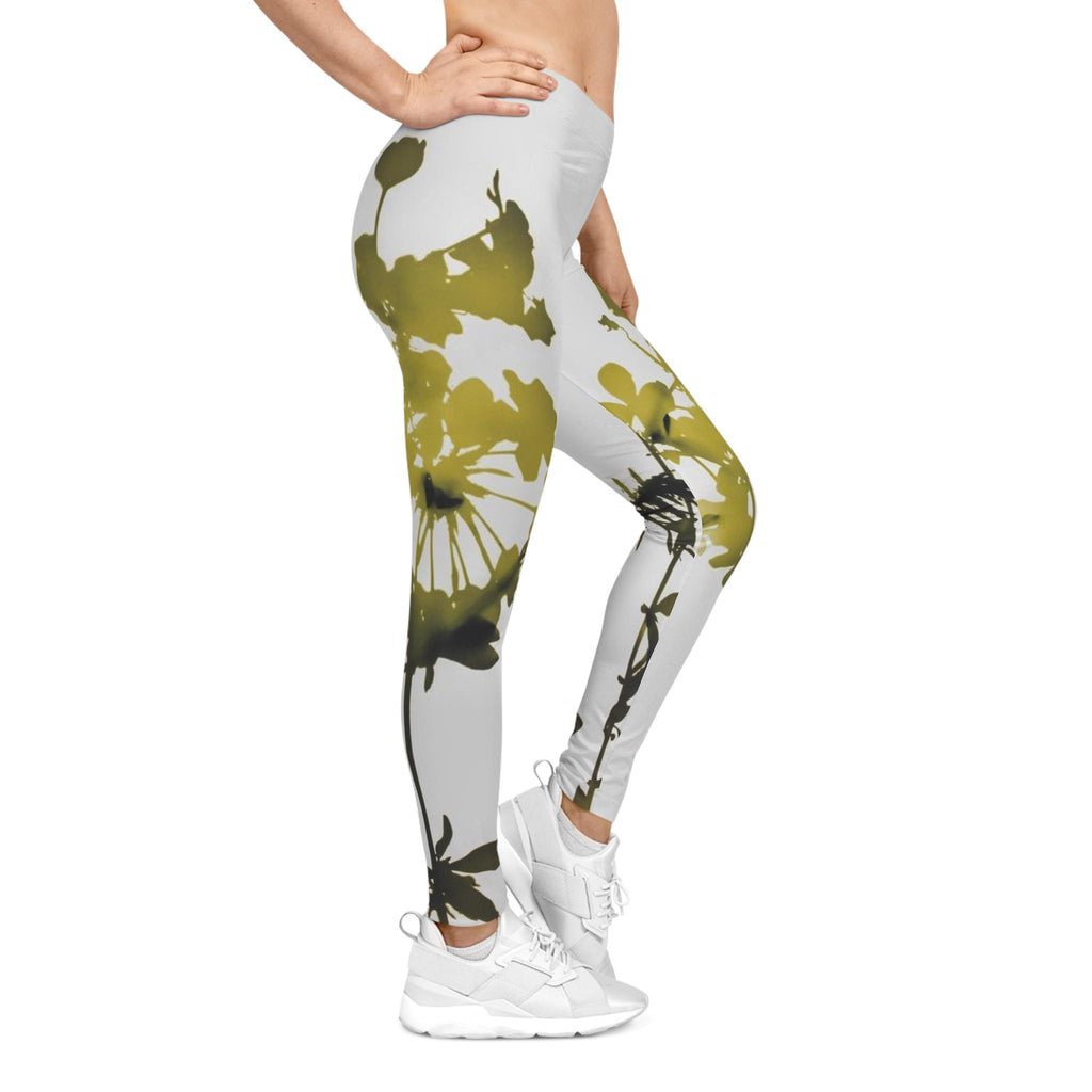 Yellow Floral Silhouette Leggings | Floral Leggings