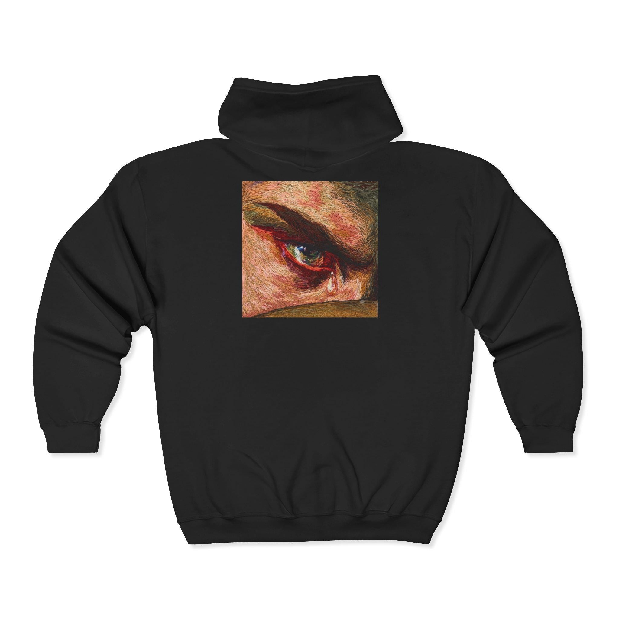 Close-Up Painted Eye Hoodie | Full Zip Hooded Sweatshirt