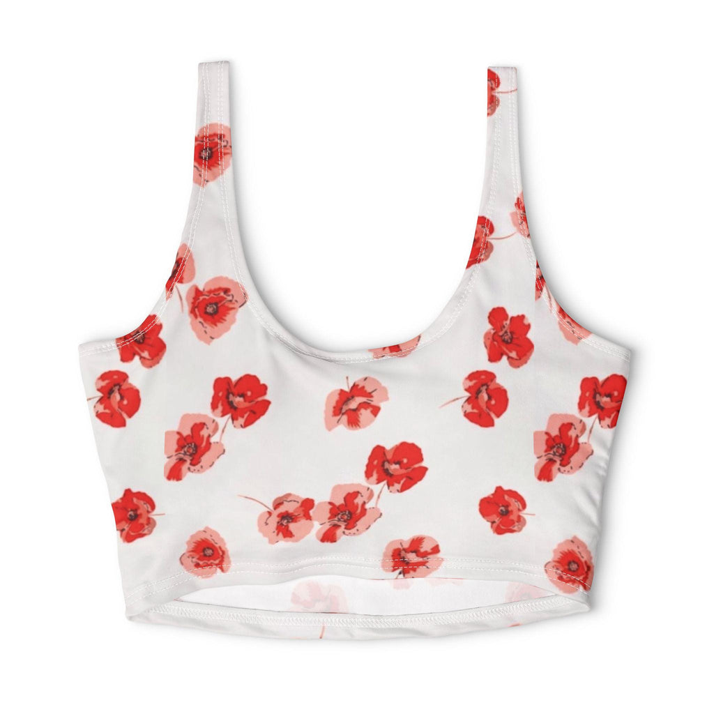 Red Watercolor Poppies Sports Bra | Floral Activewear, All-Over Print