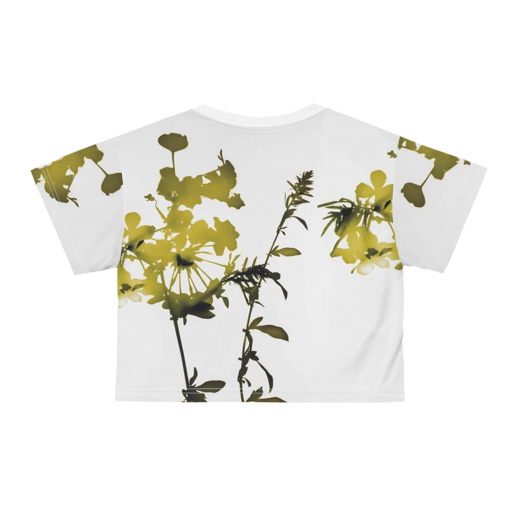 Yellow Wildflower Crop Tee | Floral Botanical Print, All-Over Pattern