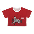 Dark Floral Skull Crop Tee | Red All-Over Print