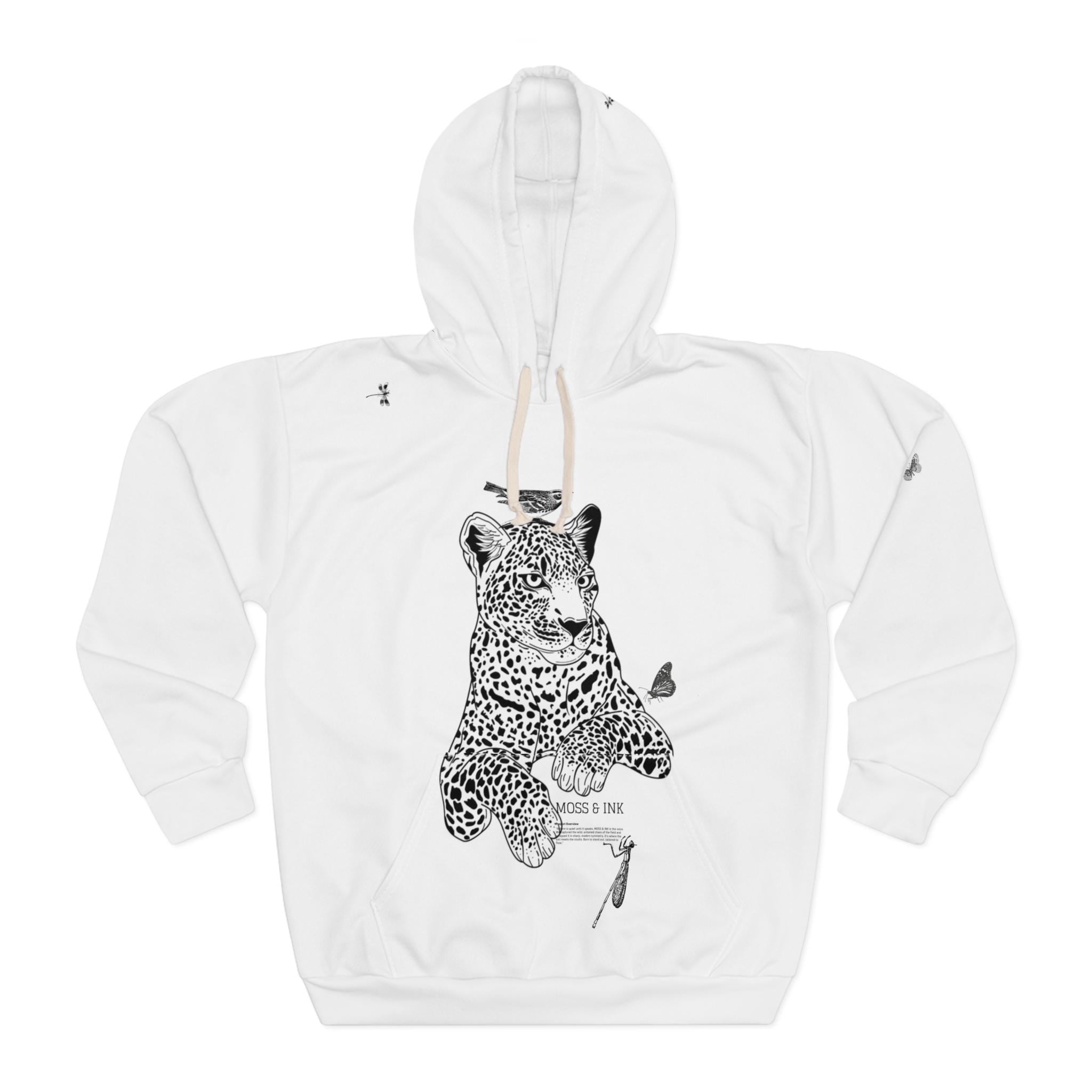 Leopard and Crocodile Illustration Hoodie | Wildlife Sketch Pullover