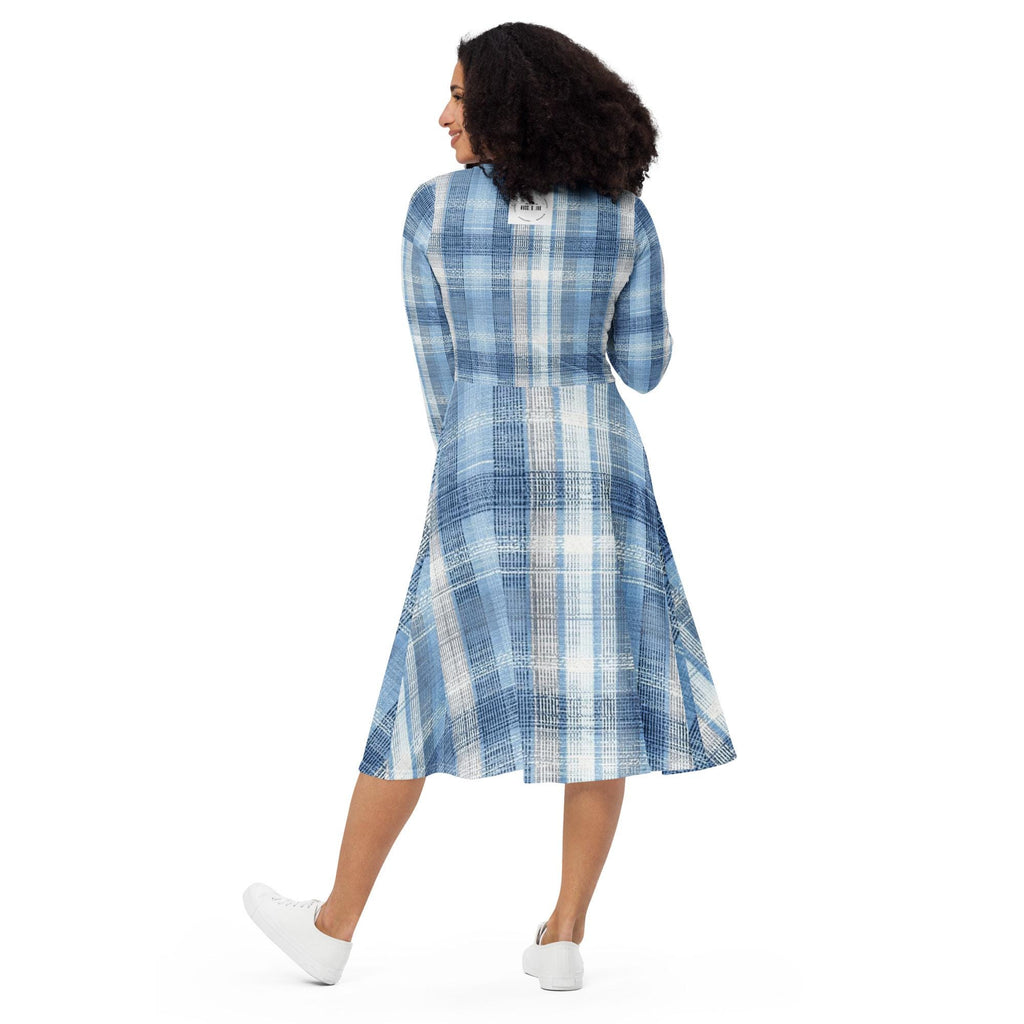 All-over print long sleeve midi dress