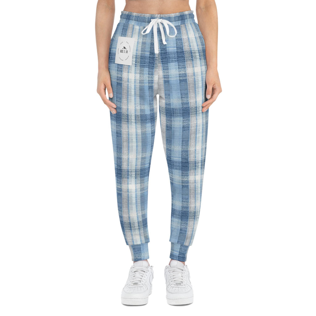 Blue Plaid Joggers | Light Blue Tartan Athletic Joggers