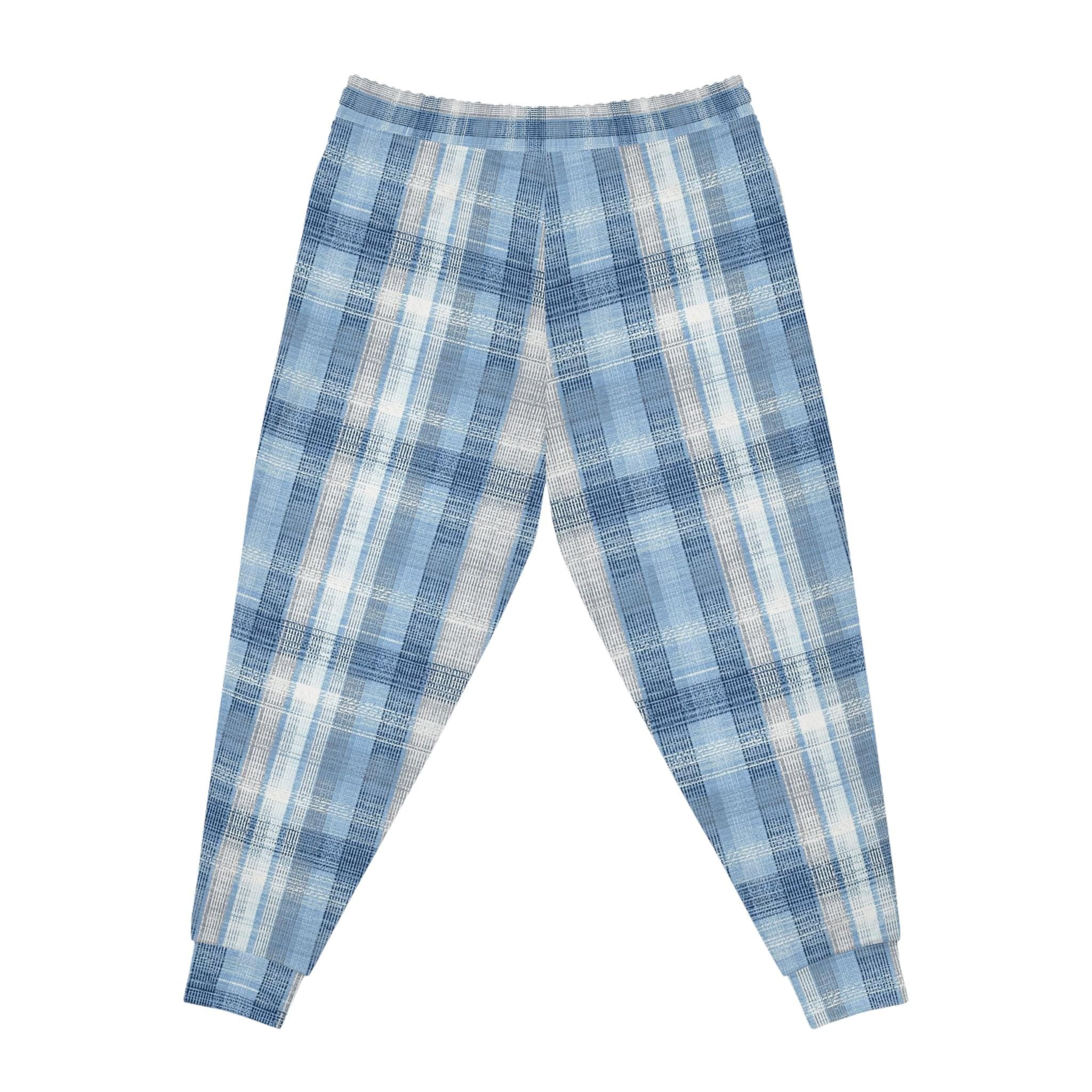Blue Plaid Joggers | Light Blue Tartan Athletic Joggers