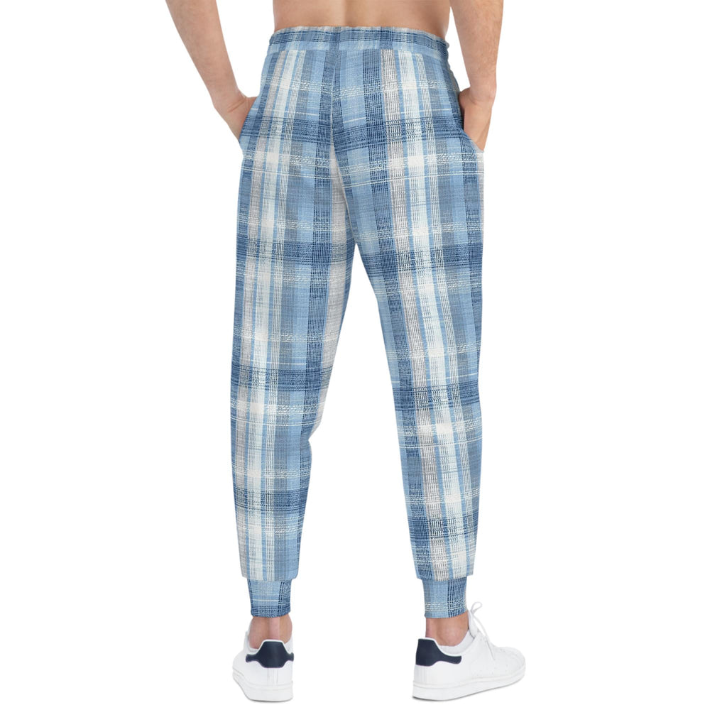 Blue Plaid Joggers | Light Blue Tartan Athletic Joggers