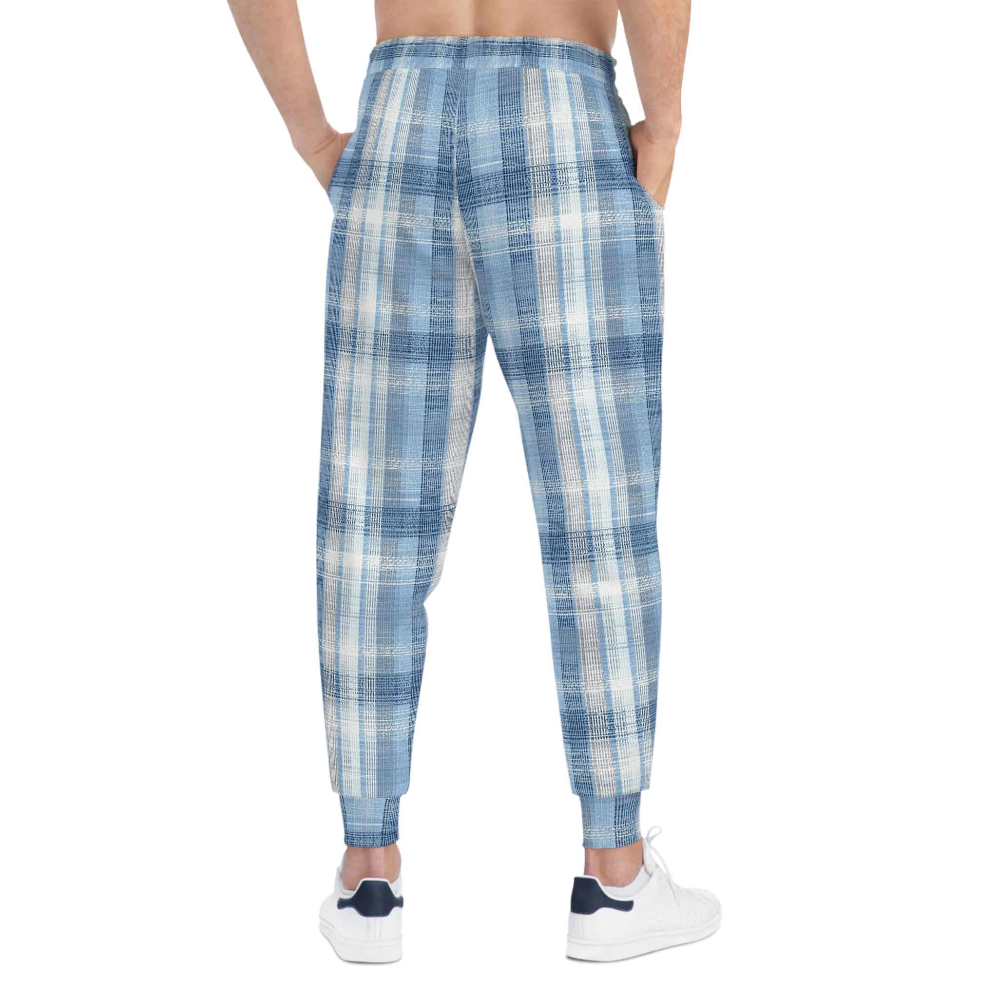 Blue Plaid Joggers | Light Blue Tartan Athletic Joggers