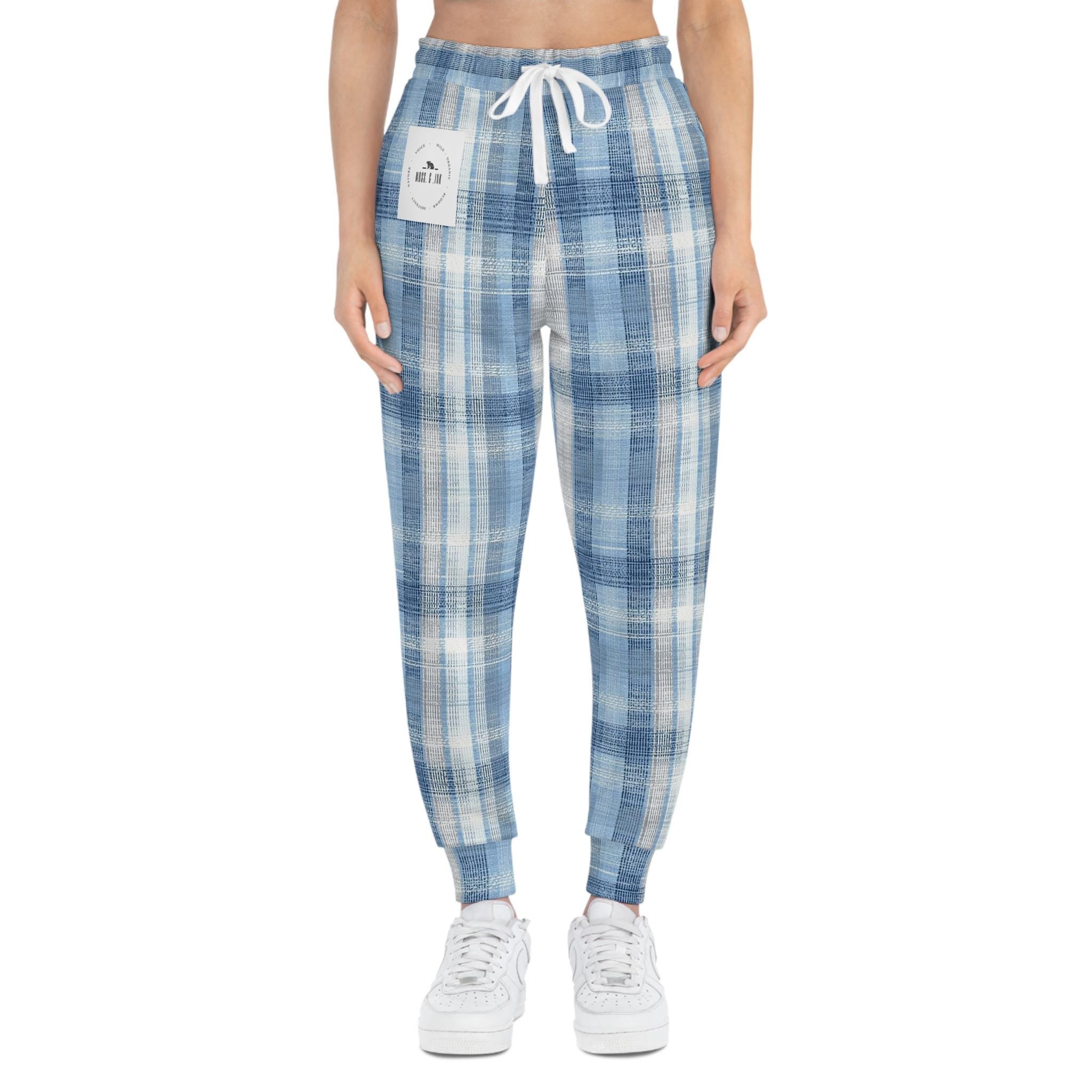 Blue Plaid Joggers | Light Blue Tartan Athletic Joggers