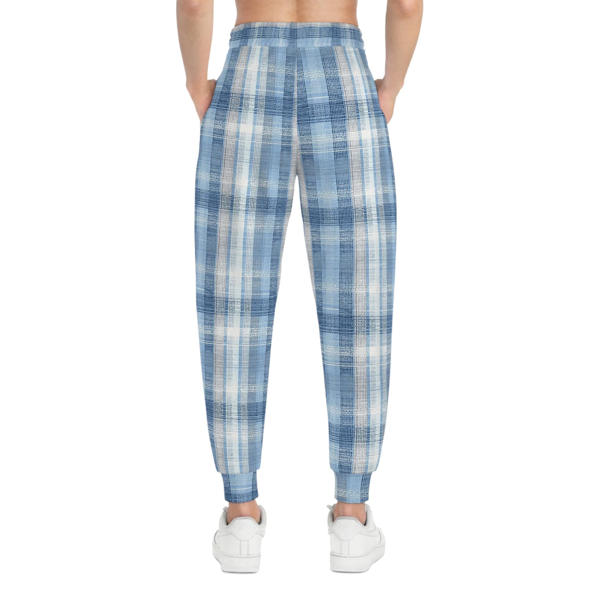 Blue Plaid Joggers | Light Blue Tartan Athletic Joggers