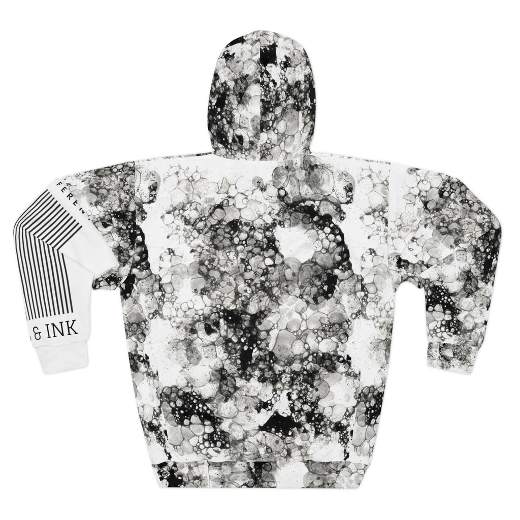 Moss & Ink Bubble Ink Pattern Hoodie | Black White Abstract Pullover