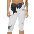 Black Ink Frog Dragonfly Print Capri Leggings | Nature Illustration AOP