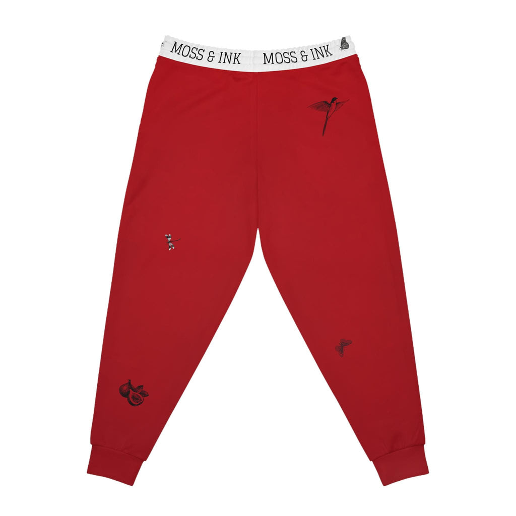 Japanese Ink Sketches Athletic Joggers | Red All-Over Print