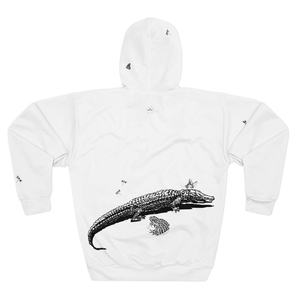 Leopard and Crocodile Illustration Hoodie | Wildlife Sketch Pullover