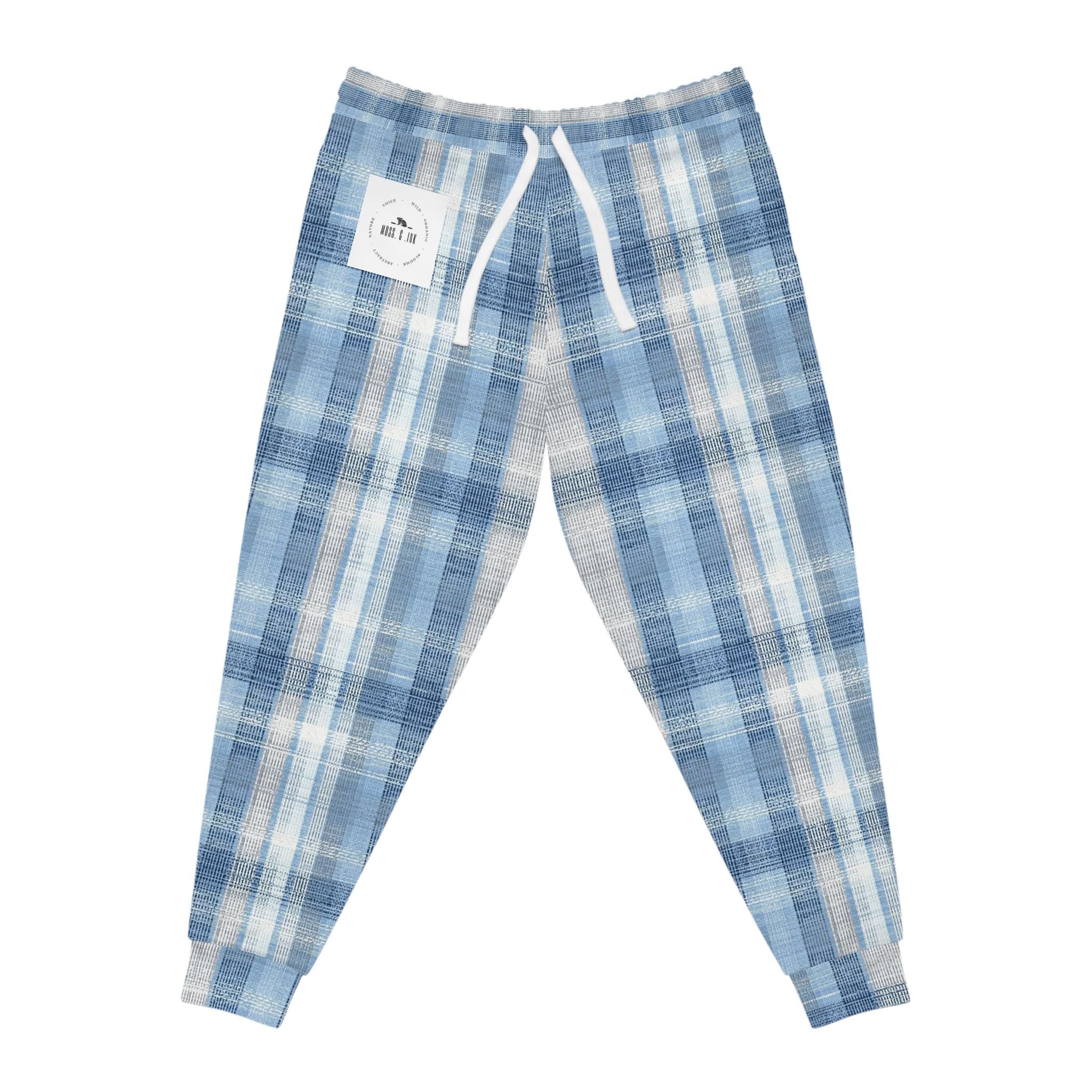Blue Plaid Joggers | Light Blue Tartan Athletic Joggers